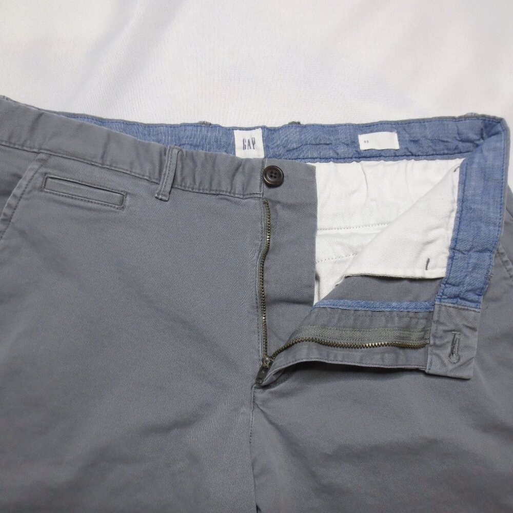GAP mens SHORTS chino GRAY career CASUAL flat front SIZE 33 - Picture 7 of 10